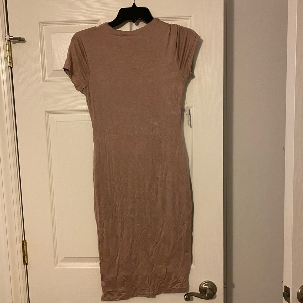 Bodycon midi beige dress